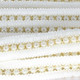 12mm Ivory Pearl Beaded Lustrous Lace Ribbon Gold Fringe - 1m